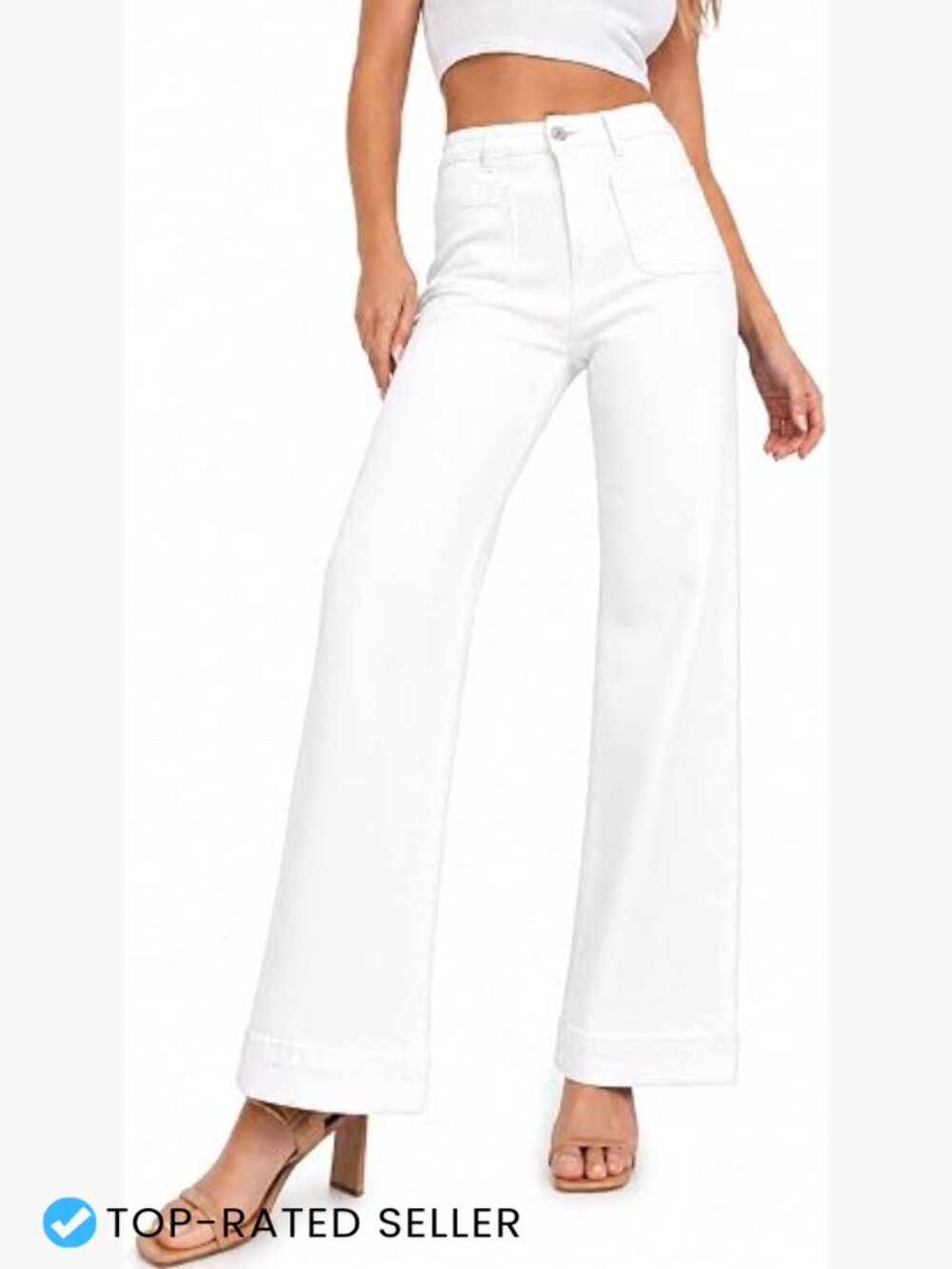 High Waisted Stretch Wide Leg Jeans Loose Fit Casual Denim Pants Trendy